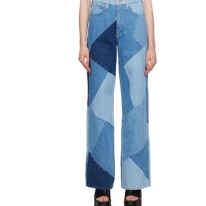 Frame Denim Patchwork Wide-Leg Jeans in Mixed Blue Washes
